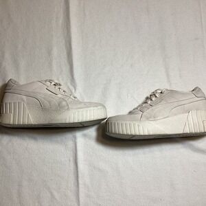 Puma Cali Wedge Suede Platform Sneakers Off White Light Grey Chunky Shoes